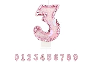 ‎PARTYHAUSY Geburtstagskerzen Zahlen 3,3D Schmetterling Geburtstagskerzen,Rosa Kerzen Geburtstag Zahl 3, Kuchen Topper Dekoration Kuchendeko Geburtstag, Geburtstagskerzen für Geburtstagsdeko