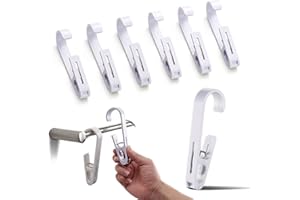 Dreamark Haczyki na pranie, 6 sztuk, wytrzymałe haczyki zaciskowe, wieszaki na ubrania, klipsy idealnie nadają się jako kozaki, spodnie, buty, skarpety, ręczniki, wieszaki (białe)