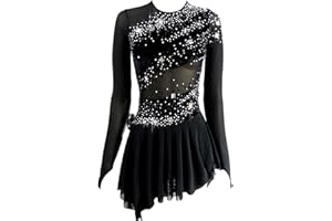 LIUHUO Figure Skating Dress Black Velvet Skating Dress Girls Skating Competition