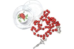 DELL'ARTE Articoli Religiosi, Rosario 6mm Legno alle Rose con scatolina Rose