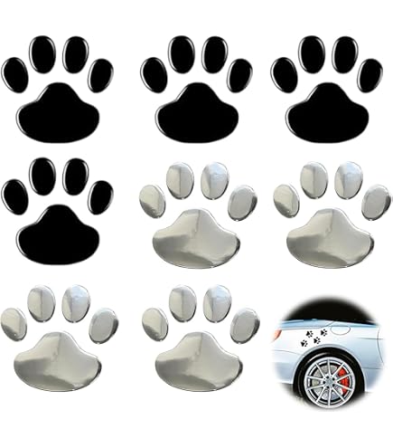 4 adesivi 3D a forma di zampa di cane per auto, impermeabili