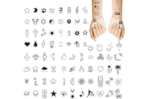 NIANOPKM Juegos de Tatuajes Temporales 10 Hojas Cuello Pequeño Bohemio Cara Falso Tatuaje Pegatinas Encaje Tribal Tatuajes Lotus Luna Flor Niña Tatuaje Color Piel para Mujer Negro