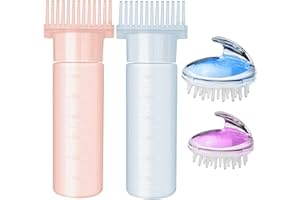 STSAIL 4 Stück Wurzelkamm Applikator Flasche 180ML Haaröl Flasche Öl Applikator Haare, Hair Oil Applicator mit Shampoo Kopfhaut Massagebürste Applikator Flasche Haare Set für Friseurwerkzeuge Selbstfärbung