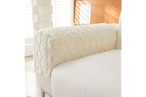 Hearda Sofa Armrest Protectors 2PCS, Plush Jacquard Armrest Covers Stretchy Chair Couch Arm Protector Stretch Fit, Sofa Arm Caps Slipcovers, for Armchairs, Sofas, Non-Slip Armchair (2pc,White)