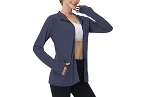 ANHATUIV Women's Hoodies Zip Up Running Jacket Sun Protection Hooded Summer Quick Dry UPF 50+ UV Protection Jacket with Pocket Lightweight Athletic Slim Fit Hoodies Long Sleeve Top Sports Gym Full Zip Shirts
