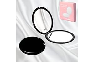 Larfraecy 10X Kleiner Handspiegel mit Vergrößerung,Doppelt klappbarer Makeup-Spiegel Mini-Klappspiegel für Kosmetik, runder Taschenspiegel Make-up-Spiegel für Mädchen,Männer (Weiß)