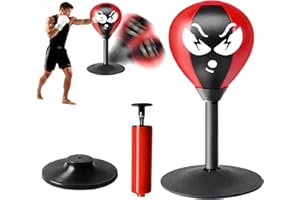 VEGOATY Punchingball de bureau, sac de frappe de bureau pour adultes, mini sac de boxe avec fortes ventouses et pompe à air, sac de boxe pour la maison et le bureau pour réduire le stress