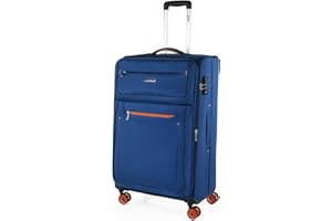 JASLEN - Grande Valise Tissu Roulette - Valise Grande Taille XXL Résistante en Matériau EVA - Valise Souple Ultra Légère 4 roulettes avec Verrouillage Cadenas à Combinaison, Bleu
