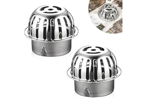 Casenly Protección de Canalón, 2 Piezas Filtro de Canalón de Acero Inoxidable Ø58mm Desagüe de Piso Antibloqueo Protector de Canalones y Bajantes para Filtrar Hojas Ramas Contaminante