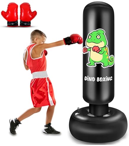 Sacco Boxe Per Bambini Con Piantana Regolabile 90-113 Cm E Guantoni - Punching Ball Per Allenamento - Foto 6