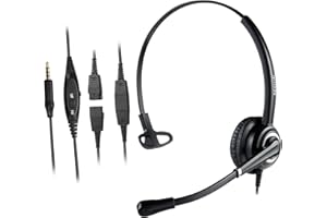 ‎MAIRDI Headset Handy mit Mikrofon Noise Cancelling, Mono 3,5mm Klinke Kopfhörer mit Lautstärkeregler für iPhone Samsung Laptop Computer Business Skype SoftPhone LKW-Fahrer Call Center Office
