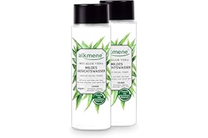 alkmene Lotion tonique visage à l'aloe vera bio - Lotion nettoyante visage pour tous types de peau - végan sans silicones, parabènes, huiles minérales, PEGs, SLS et SLES (2x 200 ml)