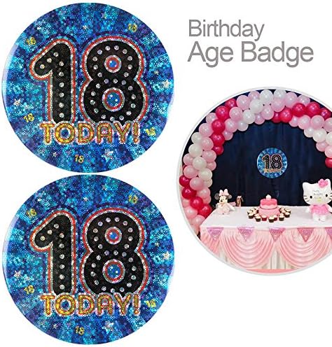 Large Birthday Age Badge (Age 18)- Finished in Colourful Holographic Foil and Durable Tinplate