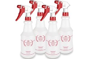 Uineko Airbee Plastic Spray Bottle (4 Pack, 24 Oz, All-Purpose) Heavy Duty Spraying Bottles Leak Proof Mist Empty Water Bottle for Cleaning Solution Planting Pet with Upgraded Adjustable Nozzle.