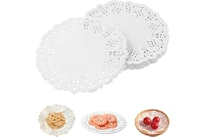 banjiabb 280 Stück Rundes 9 CM Spitzenpapier für Kuchen, Tortenspitze, Weißes, Rundes Papier Spitzendeckchen, Hochzeit, Geburtstag, Party, Kuchen, Pizza