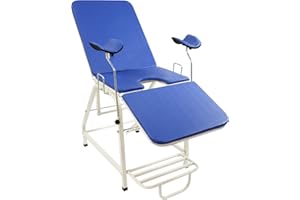 AREAO Gynäkologischer Stuhl, medizinischer gynäkologischer Untersuchungstisch mit verstellbarer Rückenlehne und Pedalen (Blau)