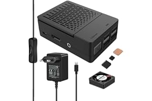 iUniker Boîtier Raspberry Pi 3 avec Ventilateur avec Micro USB 5V 3A - Interrupteur Marche/arrêt - Bloc d'alimentation Pi 3 - Compatible avec Raspberry Pi 3 modèle B / 3B+
