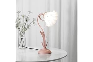 minifair Różowy Nocny Stolik Lampy,Trójkolorowe Oświetlenie Biurko Wyświetlacz Akrylowy Z Lily Doliny,Idealna Lampa Stołowa Dla Dziewczyny Sypialni,Zagłówek,Studia,Prezent