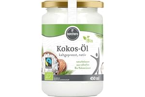 ‎BORCHERS BORCHERS Kokos-Öl Bio Fairtrade 450ml, kaltgepresst, nativ, als vollreifen Kokosnüssen in Bio-Qualität, 100% rein, im Glas, zum Kochen
