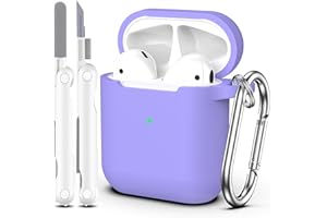 MHYALUDO Kompatibel mit Airpods-Hülle mit Reinigungsset und Schlüsselanhänger, Kompatibel mit Airpods 2 Generation 2019, 1 Gen 2016, weicher Schutz, Kompatibel mit Apple AirPods-Hülle, Flieder