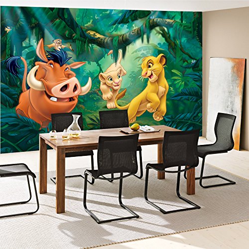 Vlies Fototapete 416x254cm PREMIUM PLUS Wand Foto Tapete Wand Bild Vliestapete – Disney Tapete König der Löwen Kindertapete Pumba Timon Nala Sarafina grün – no. 2275 - 7