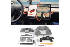 DYNO RACING Monitor Screen Swivel Mount for Model 3 (2017-2023) Model Y (2020-2024) Upgraded Four Directions Adjustable GPS Navigation Central Control Display Swivel Bracket (Left/Right 30° Up/Down 15°)