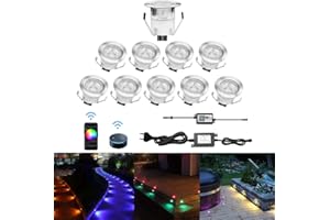 CHNXU 10 LED Spot Encastrable Extérieur WIFI Mini spot encastré de Ø30mm Eclairage Encastrables Extérieur pour Terrasse Enterre, IP67 Etanche DC12V Lumière RGB