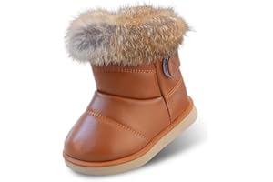 Hoylson Toddler Girls Winter Snow Boots Fur Lined Warm Ankle Boots Waterproof Outdoor Sneakers for Baby