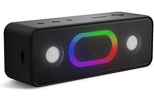 Ortizan Bluetooth Lautsprecher, Musikbox Bluetooth 5.3, Dualen Bass-Treibern, 24H Akku, 6 Lighting Effects, IPX6 Wasserschutz, 20m Reichweite, Hands-Free Call, AUX-IN, TWS-Kopplung