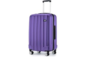 Kono Medium Hard Shell 61L Luggage Lightweight ABS with 4 Spinner Wheels Trolley Case Suitcase (Purple, 24 Inch)