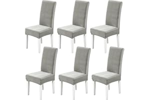 Xundefeng Soft Velvet Dining Chair Covers for Dining Room Set of 6 Pack Slipcovers Chairs Cover Stretch Slipcover, Grey