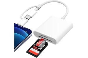 LUONANAVA SD Card Reader for iPhone, Lightning USB C SD Card Reader for Micro SD/SD, 2 in 1 SD/TF Camera Card Viewer Memory Card Reader for iPhone/iPad/Macbook/Android/Samsung/Camera