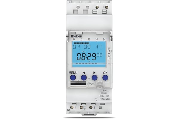 Theben 6100130 TR 610 top3 I Horloge programmable Digitale I 1 Canal I Programme hebdomadaire I Idéale pour Les LED