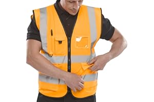 EXPERT WORKWEAR Hola Viz Ejecutivo Trabajo Seguridad Cremallera Chaleco Bolsillo Hola Vis Chaleco Alta Visibilidad S-6XL