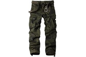 MUST WAY Men's Work Trousers Camouflage Army Combat Trousers Cotton Work Wear Cargo Trousers with 8 Pockets