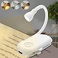 Gesto Rechargeable Book Reading Light with Clip – 3 Color Changing Light for Reading in Bed | 80 Hours Runtime Book Led Lamp for Night Reading | Flexible Goose Neck Clip on Book Light for Book Lovers
