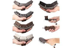 Animalon Deluxe-Set | CareFlex Rosshaar-Kardätsche, Striegel, Glanzbürste und Massage-Striegel, Kardätsche, Mähnen- & Schweifbürste, Hufbürste, Hufkratzer | Bürstenset