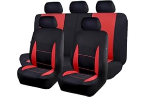 ‎FLYING BANNER Flying Banner Sitzbezüge Auto Universal Set mit Airbag (Vollständige Reihe, Rot und Schwarz)