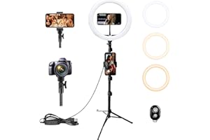 Rukk© Aro de Luz con Tripode | 10” 3 Modos con Control Remoto 10 Brillos Regulables| Anillo de Luz para Movil| Ring Light |TikTok, Maquillaje, Selfie, Streaming, Youtube, Twich Live
