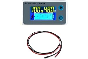 QWORK® 10–100 V batterikapacitetsmätare mätare med Buzzer Alarm, 12 V 24 V 36 V 48 V 60 V 72 V syrafärgad litium polymer digi