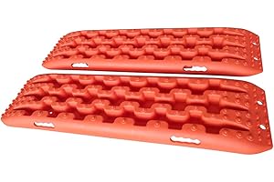 CStern Piste de Récupération Planches de Traction Échelle de Pneu de Piste Planche de Déblocage Contre Sable, Boue, Neige, Ensemble de 2 Orange pour Voiture Tout-Terrain Camion Camping-Car