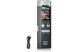 HiFi Walker 64GB Dictáfono Digital con micrófono, 1536kbps HD dictáfono Digital, grabación de un Solo Toque, grabadora de Audio de Voz para conferencias, Clases, conferencias, Reproductor de MP3