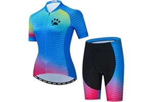 Hotlion Damska koszulka kolarska, zestaw 3D, żelowa wyściełana odzież rowerowa, oddychająca odzież rowerowa