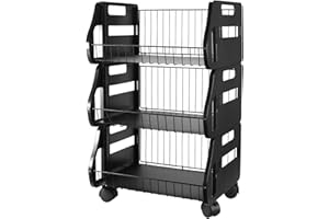 HOMGEN Carrito de Frutas y Verduras Estante de Almacenamiento de 3 Repisas Carrito Multiuso con Rueda Pizarras Extraíbles Almacenamiento y Organizador para Cocina, Oficina, Sala etc.