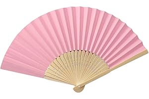 Yukiyi Rosa Handfächer für Frauen Faltbare Handfächer Stoff Faltfächer DIY Handgemachte Fächer zum Tanzen Foto Requisiten Wanddekoration Hochzeit Zubehör