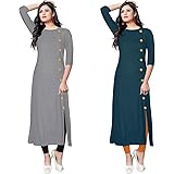 Elinekart Women's Rayon Straight Kurti (Pack of 2)