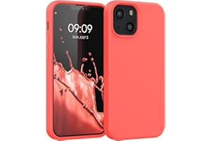 kwmobile Carcasa Compatible con Apple iPhone 13 Mini Funda - Case TPU y Silicona antigolpes - Apto Carga inalámbrica - Coral Brillante