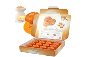 Cera de calabaza para derretir – 16 x 0.176 onzas en forma de corazón, cera fuerte con aroma a calabaza se derrite en una elegante caja de regalo de presentación – Spotless Leopard