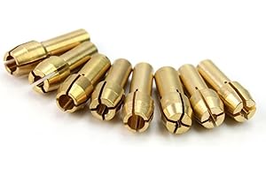 NECALON NUOLUX 8pcs Brass Collet for Dremel Rotary Tools 1mm 1.6mm 2.3mm 3.2mm (Golden)