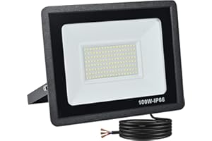 treoir LED Strahler Außen 100W, LED Fluter 10000LM Superhell LED Scheiwerfer Flutlicht, 6000K Kaltweiß IP66 Wasserfest LED Außenstrahler für Hinterhof, Auffahrt, Garage, Flur, Garten